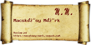 Macskásy Márk névjegykártya